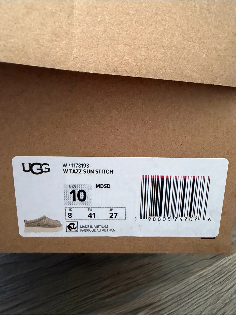UGG Tazz Sun Stitch Mustard Seed Slippers size 10